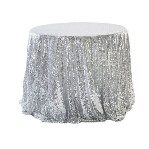 Glitter Round Tablecloth 47 in, Polyester Wedding Party 1