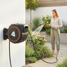 Outsunny 28+2m Retractable Hose Reel Wall Mounted with Auto Retraction
