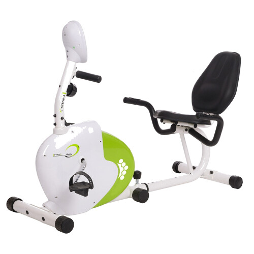 Bicicleta estática magnética reclinable, blanca/verde