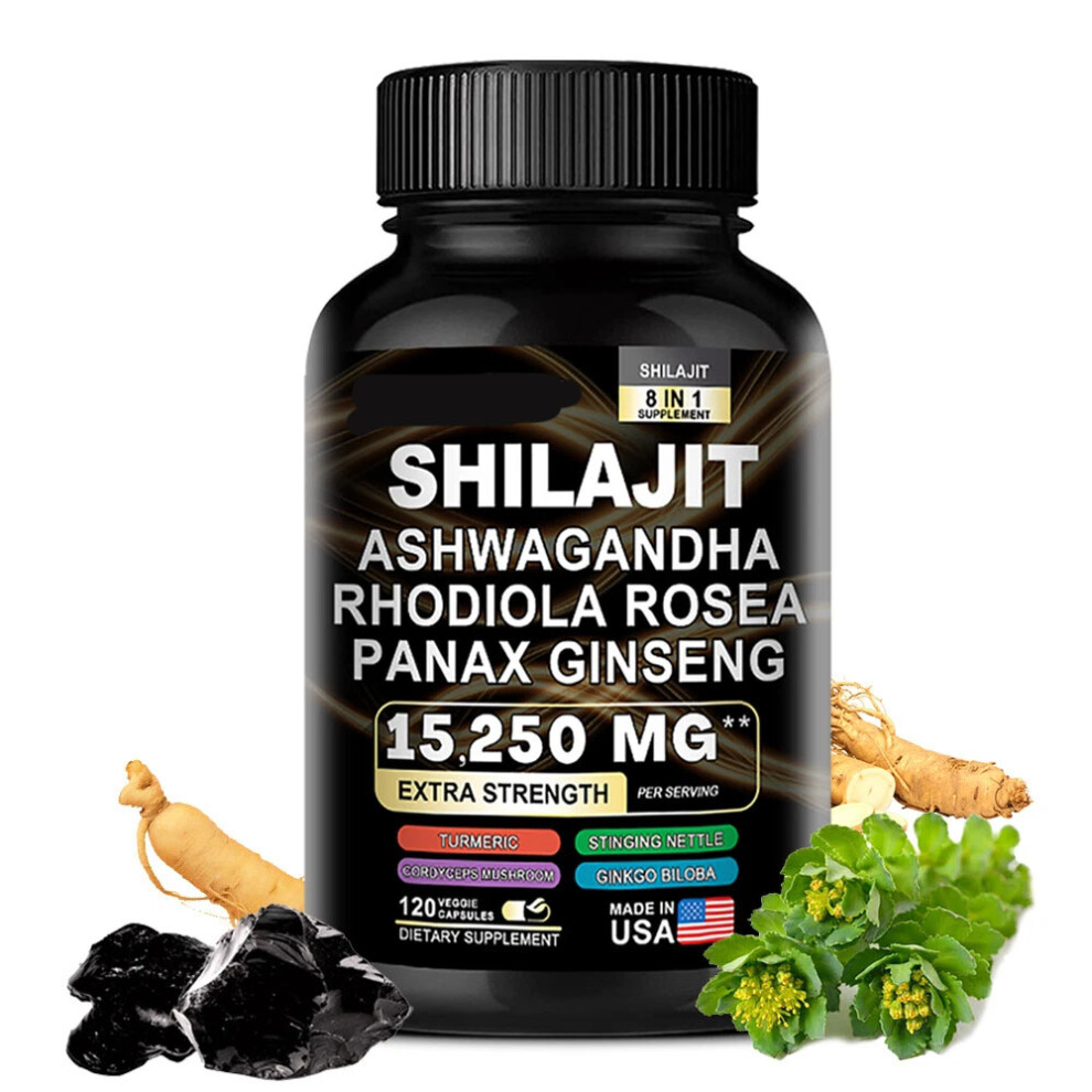 (120 Capsules) Shilajit Multivitamin (Turmeric, Ashwagandha, Ginger, Cordyceps Mushrooms)