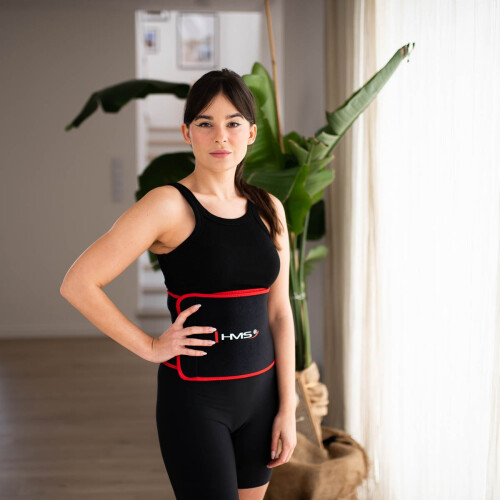 Waist Support Belt, Black-Red, Adjustable Fit 1