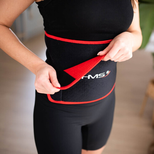 Waist Support Belt, Black-Red, Adjustable Fit 2