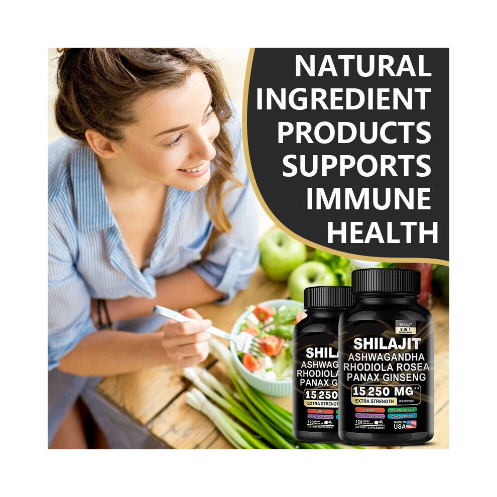 (120 Capsules) Shilajit Pure Himalayan Improve Immunity Vibrantsupports Energy Levels 60-180