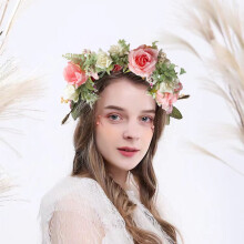 Fascia per capelli con coroncina di rose rosa – Ghirlanda di San Valentino