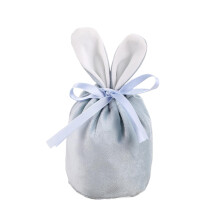 Bolsa de regalo pequeña de terciopelo con cordón y diseño de conejito de Pascua