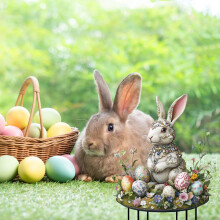 Estaca de jardín de conejito de Pascua de acrílico, 1 pieza