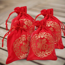 20 bolsitas de seda roja con cordón para dulces, ideales para el Año Nuevo Chino.