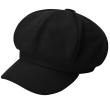 Women's Newsboy Cap Black M Size Adjustable Vintage Style