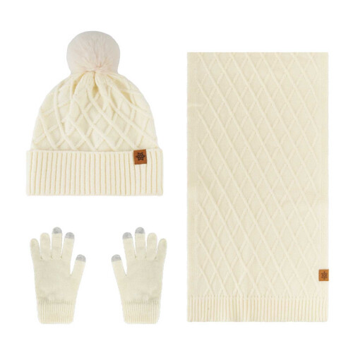 Damen-Wollmütze, Schal & Handschuhe Set
