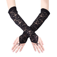 Gants longs sans doigts en dentelle pour femmes, 40 cm