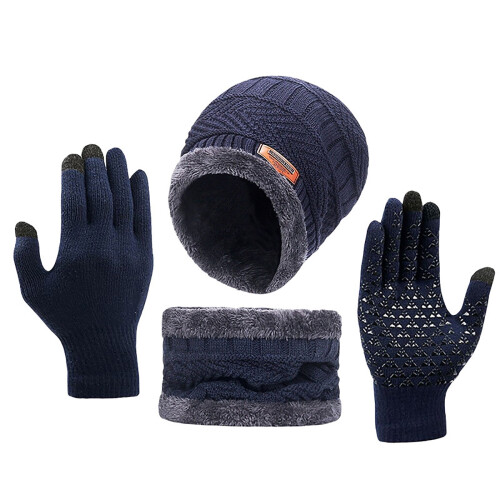Winter-Strickmütze, Schal und Handschuhe Set