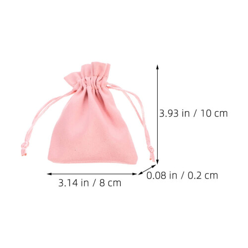 Pacote com 4 Sacolas de Presente Rosa de Flanela com Cordão 1