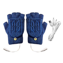 Gants chauffants en laine USB avec chauffage sur le dos de la main et rabattables