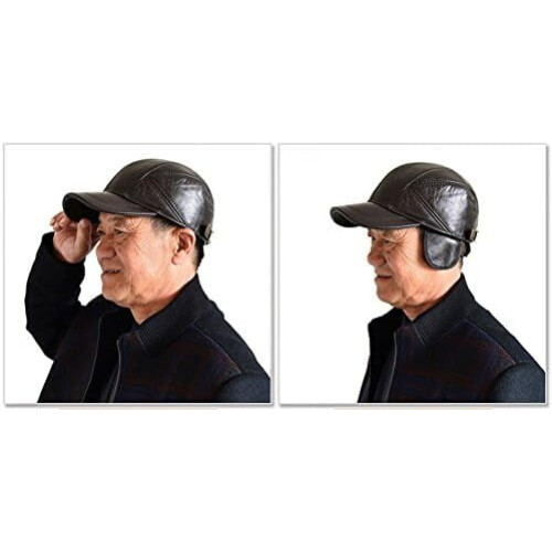 Cappellino da baseball da uomo in vera pelle con paraorecchie 2