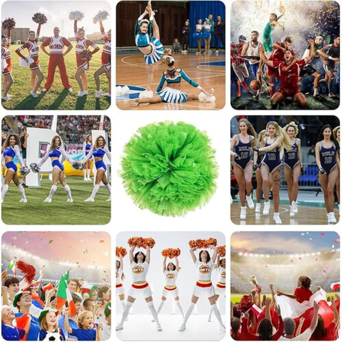 Set van 12 metallic cheer-pompons, 25 cm 1