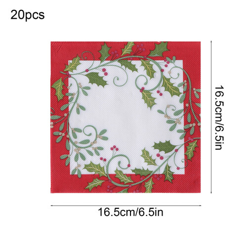 Julepapirservietter 20 stk. røde 16,5 cm 2