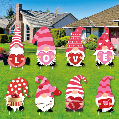 Valentinstag-Gartenschild-Set, 8-teilig mit Erdspießen 1