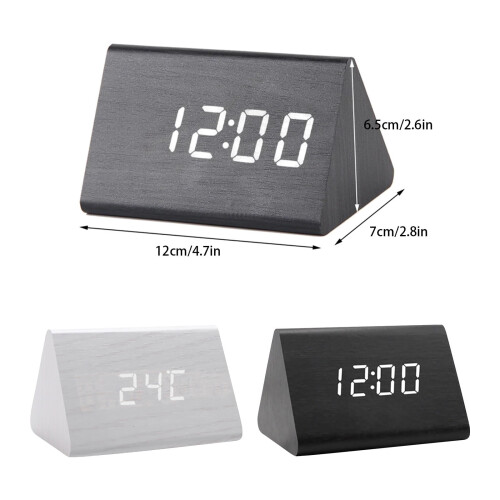 Wooden LED Digital Alarm Clock with Voice Control 2