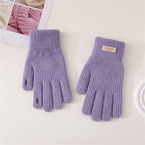 Gevoerde touchscreenhandschoenen voor dames - Paars, antislip, winter 1