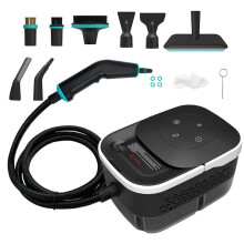 3500W handheld steam cleaner with 6 power levels, 8 nozzles, 1250ml tank, 4-bar high pressure and 15-second heat-up time for home and car