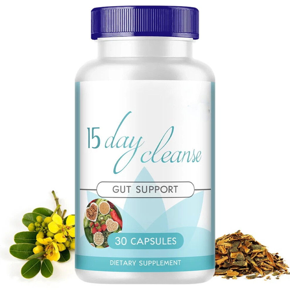 (30 capsules) 15 Day Cleanse Capsules Gut Colon Digestion Support Detox Psyllium Husk 30 Pills