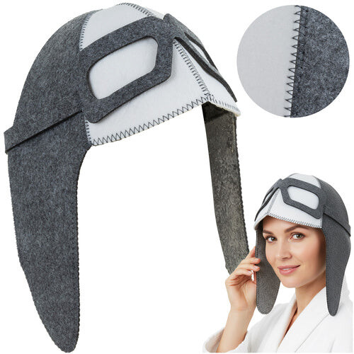 Cappello da sauna, stile aviatore, 100% feltro, taglia universale