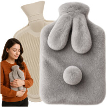 Borsa dell'acqua calda in gomma con rivestimento in peluche, 1,8 l