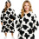 Felpa con cappuccio oversize - XXL, nera e bianca, pelliccia calda 1