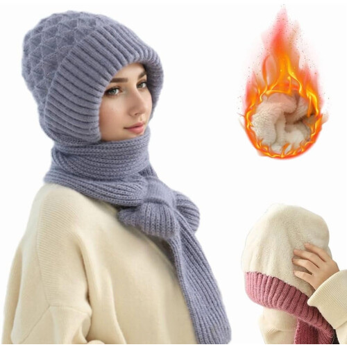 Bufanda de punto con capucha y forro polar unisex