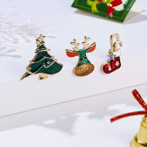 Conjunto de broches de Natal para mulheres, com strass, 3 peças. 1