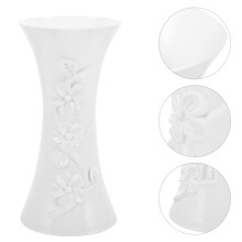 Jarrón de flores de plástico blanco de 17x8x8 cm.