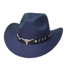 Chapéu de cowboy em jeans com aba larga – Fedora unissex ajustável
