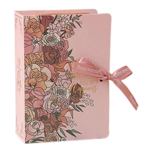 Cajas de papel rosa para dulces, 2 unidades, con cinta, forma de libro. 1