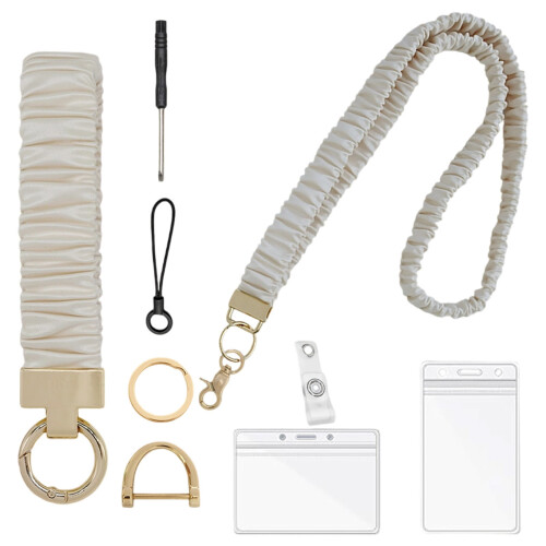 Chouchou extensible avec 2 porte-cartes blanc