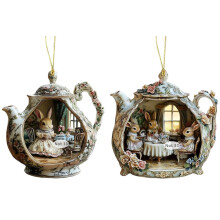 Kanin Teselskap Ornament Akryl Tekanne 8x8cm