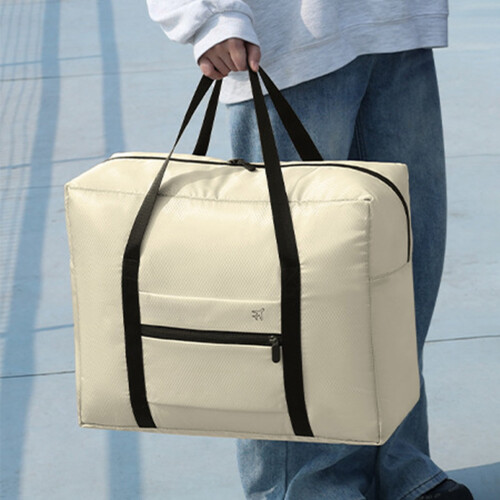 Bagagetas, beige, polyester, opvouwbaar, grote capaciteit