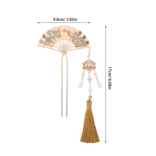 Ensemble de pinces à cheveux à pompon en métal doré 1