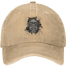 Boné de beisebol vintage com estampa de caveira em jeans lavado – Ajustável