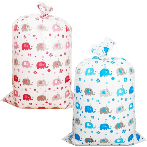 Sacolas grandes para presentes de Natal, 55x36 polegadas, com amarras (2 unidades)