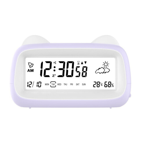 Transparante LCD-wekker met kalender en timer.
