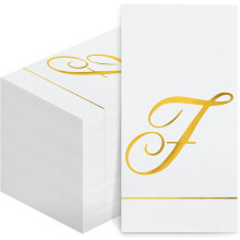 Papirservietter med gullfolie og monogram, 100 stk.