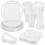 Clear Disposable Dinnerware Set Plates Cups Cutlery Napkins 1