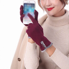 Damen-Touchscreen-Handschuhe aus Wollfleece, 2 Paar