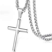 Flatt korsanheng i 925 sølv og 316L stålkjede