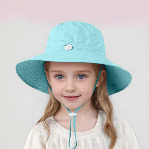 Chapéu de bebê estilo bucket com proteção UPF50+, aba larga e ajustável em mistura de algodão. 2