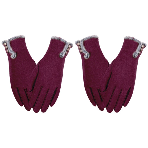 Damen-Touchscreen-Handschuhe aus Wollfleece, 2 Paar 1
