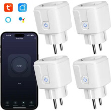 4-pakning Wi-Fi smartplugger, smartplugger med appkontroll, trådløse stikkontakter, smartplugger, maks. 3520,00 W, 16 A Wi-Fi smartplugger m