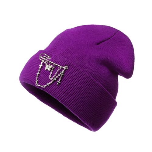 Gorro de punto unisex con pompón, gorro de invierno de acrílico