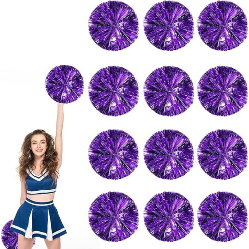 12 metallic cheer pompons, 25 cm, PET-plastic