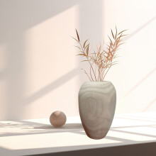 Houten vaas – Hoge decoratieve vaas met brede opening, 21 cm
